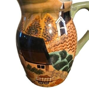 Vintage WCL Hand-Painted Autumn Harvest Thanksgiving Pumpkin Pitcher‎